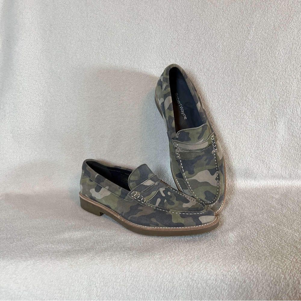 Robert Wayne Andre Camo Penny Loafers Suede Slip-On Shoes Men’s Size 8D